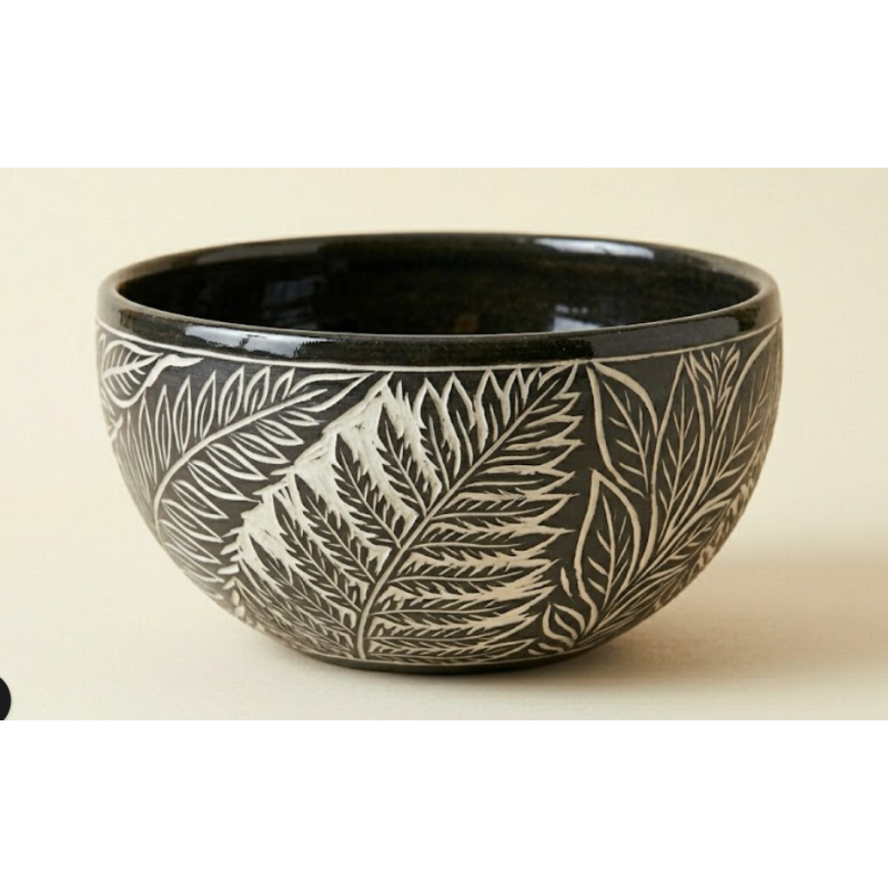 Miska Sgraffito Leaf